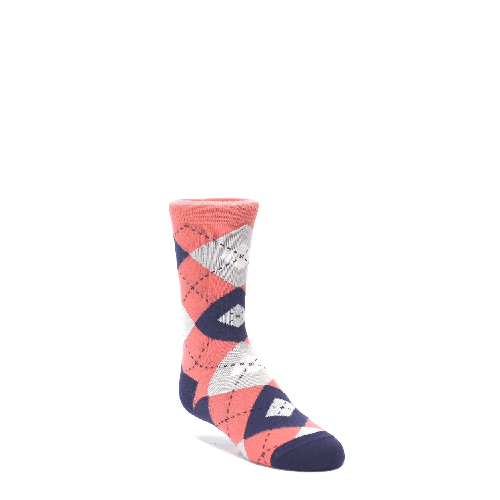 Coral-Navy-Junior-Groomsmen-Kids-Dress-Socks-Statement-Sockwear