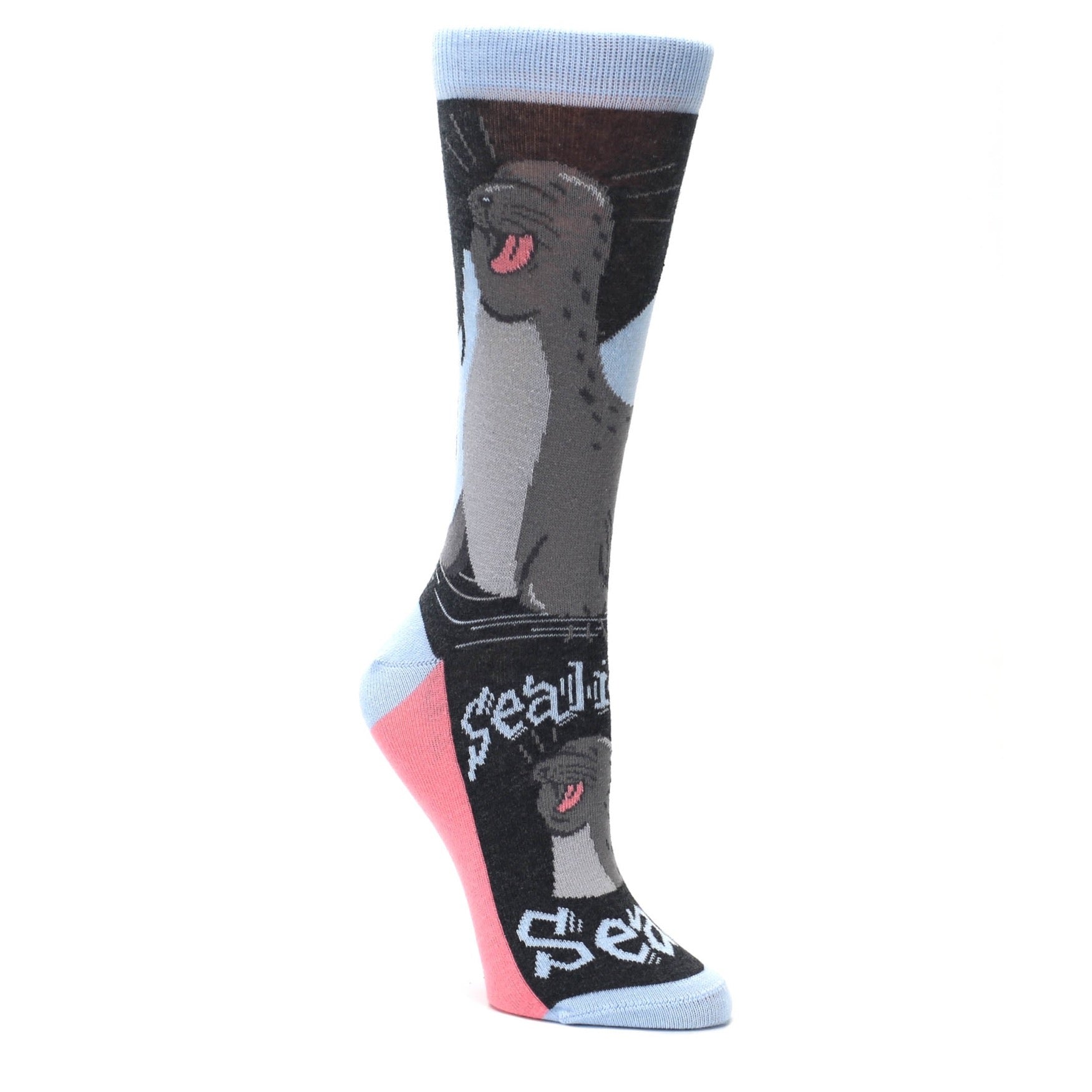 Gray-Sealiest-Seal-Womens-Dress-Socks-Statement-Sockwear