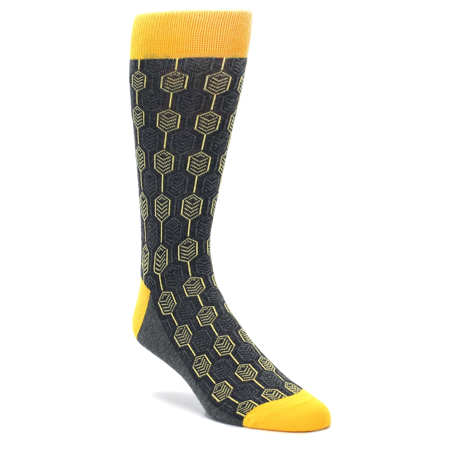 Yellow and Gray Feather Optics Socks for Men by Statement Sockwear