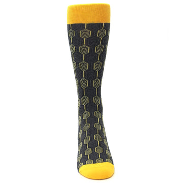 Yellow Gray Feather Optics Men's Dress Socks