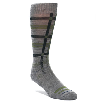 Gray Green Huntley Plaid Wool Socks - Men's Casual Socks