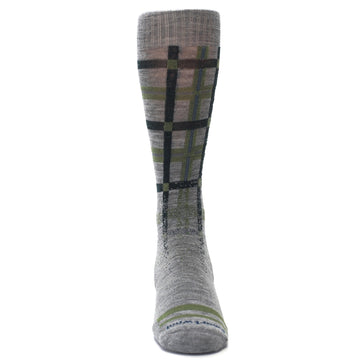 Gray Green Huntley Plaid Wool Socks - Men's Casual Socks