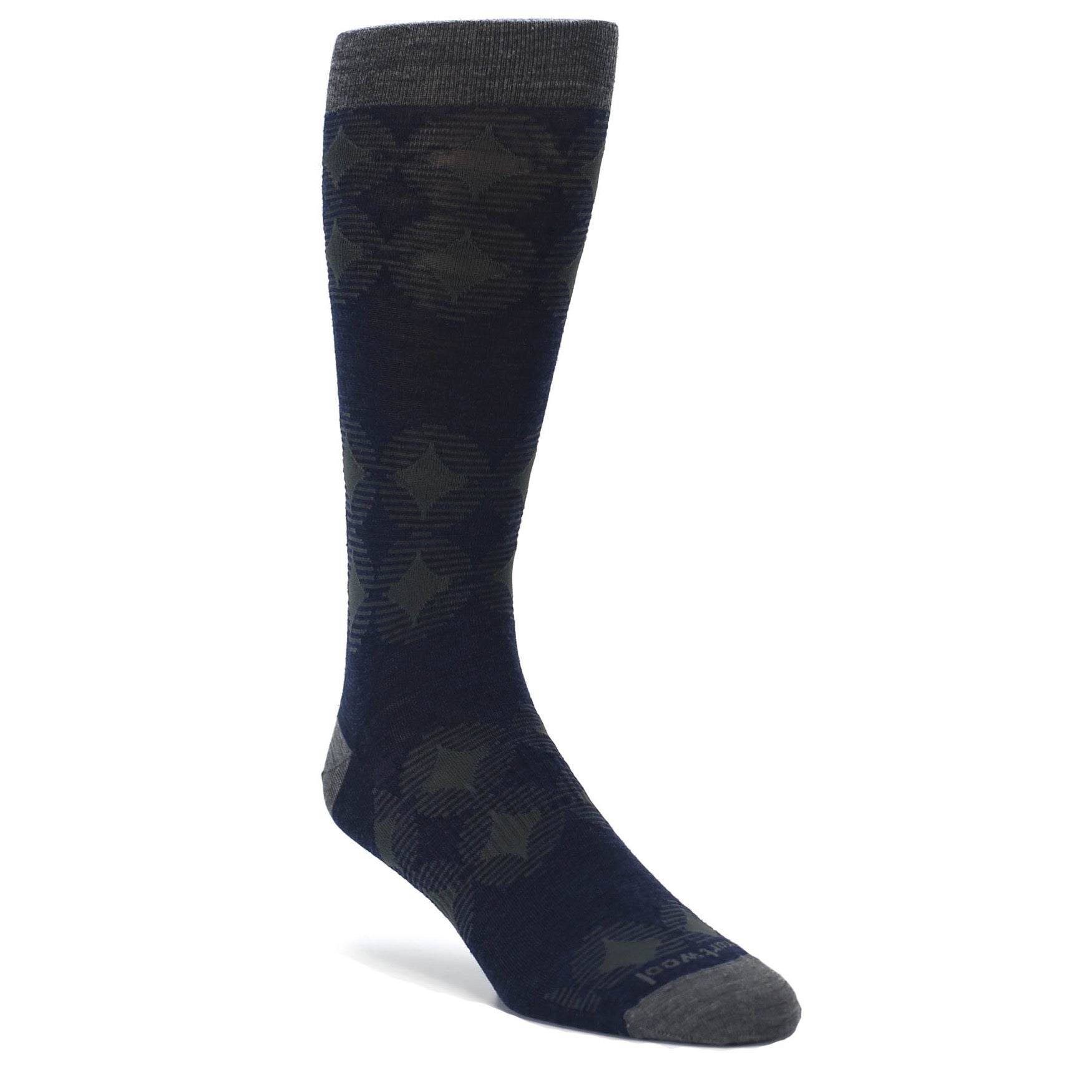 Deep Navy Agano Diamond Wool Socks - Men's Casual Socks