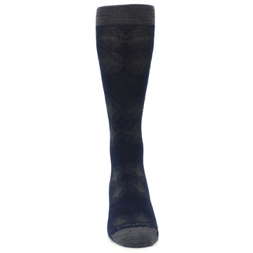 Deep Navy Agano Diamond Wool Socks - Men's Casual Socks