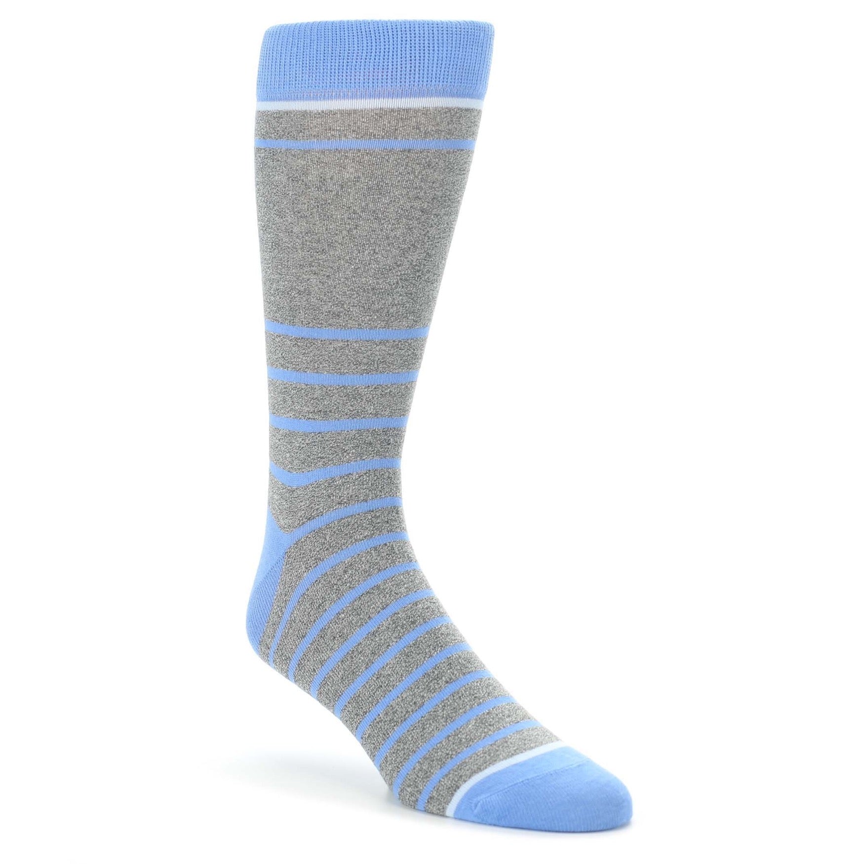 Gray Blue Heathered Stripe Men's Dress Socks