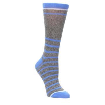 Gray-Blue-Heathered-Stripe-Womens-Dress-Socks-Statement-Sockwear