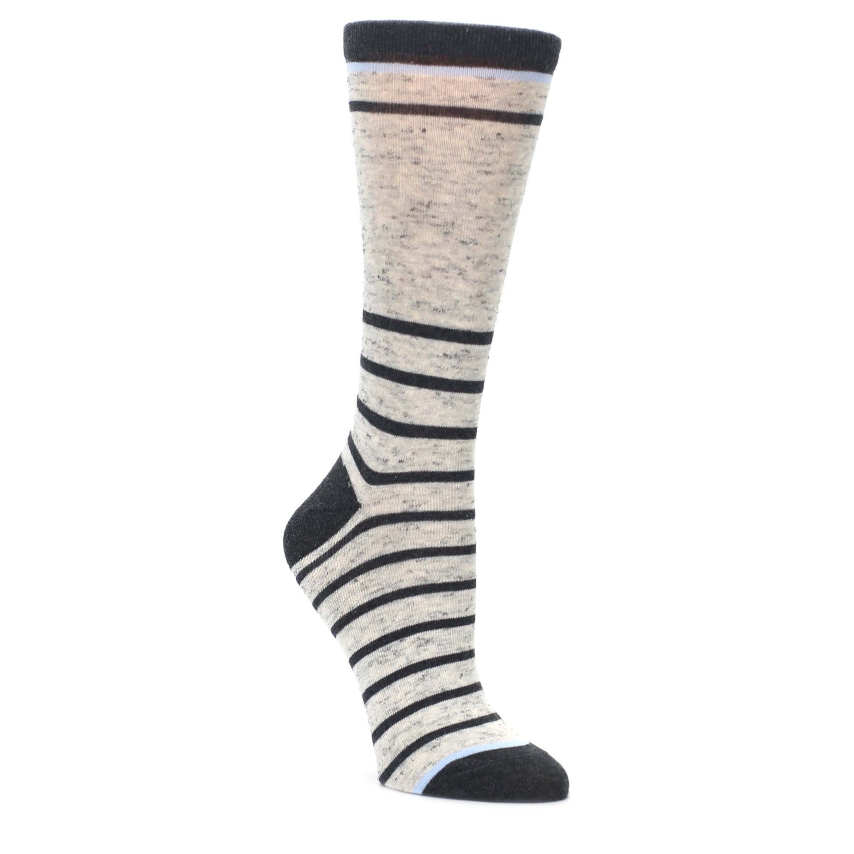 Light-Gray-Heathered-Stripe-Womens-Dress-Socks-Statement-Sockwear