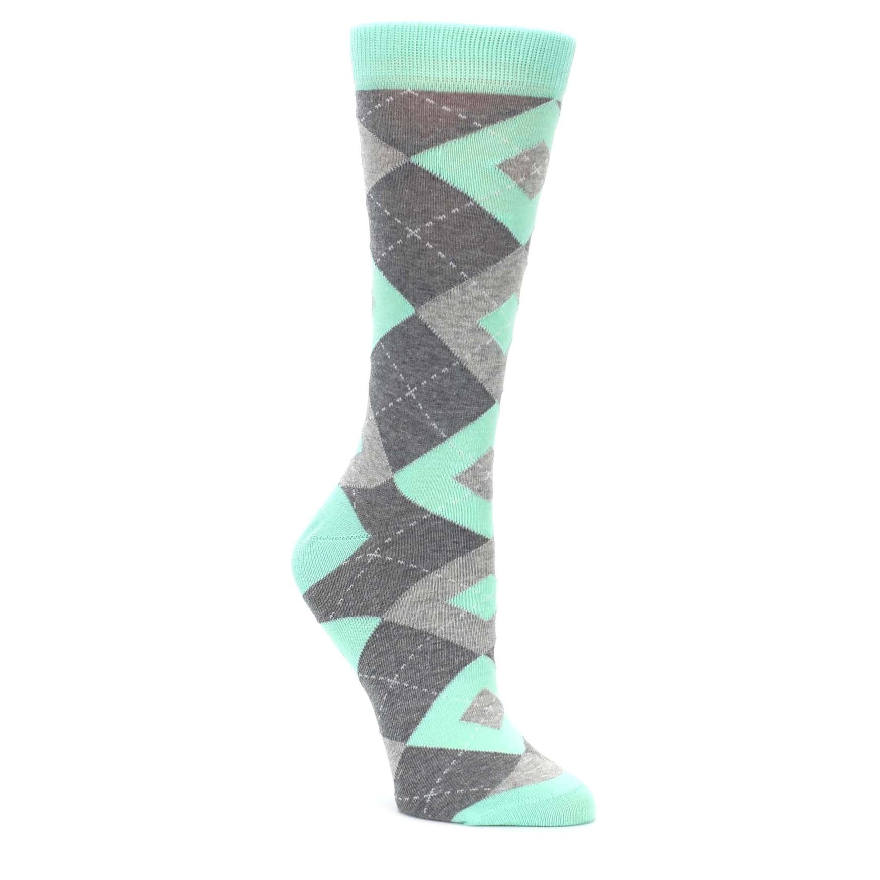 Mint Green Argyle Women's Wedding Socks