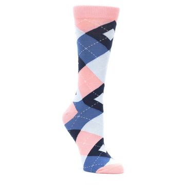 Pink Blue Argyle Women's Dress Socks