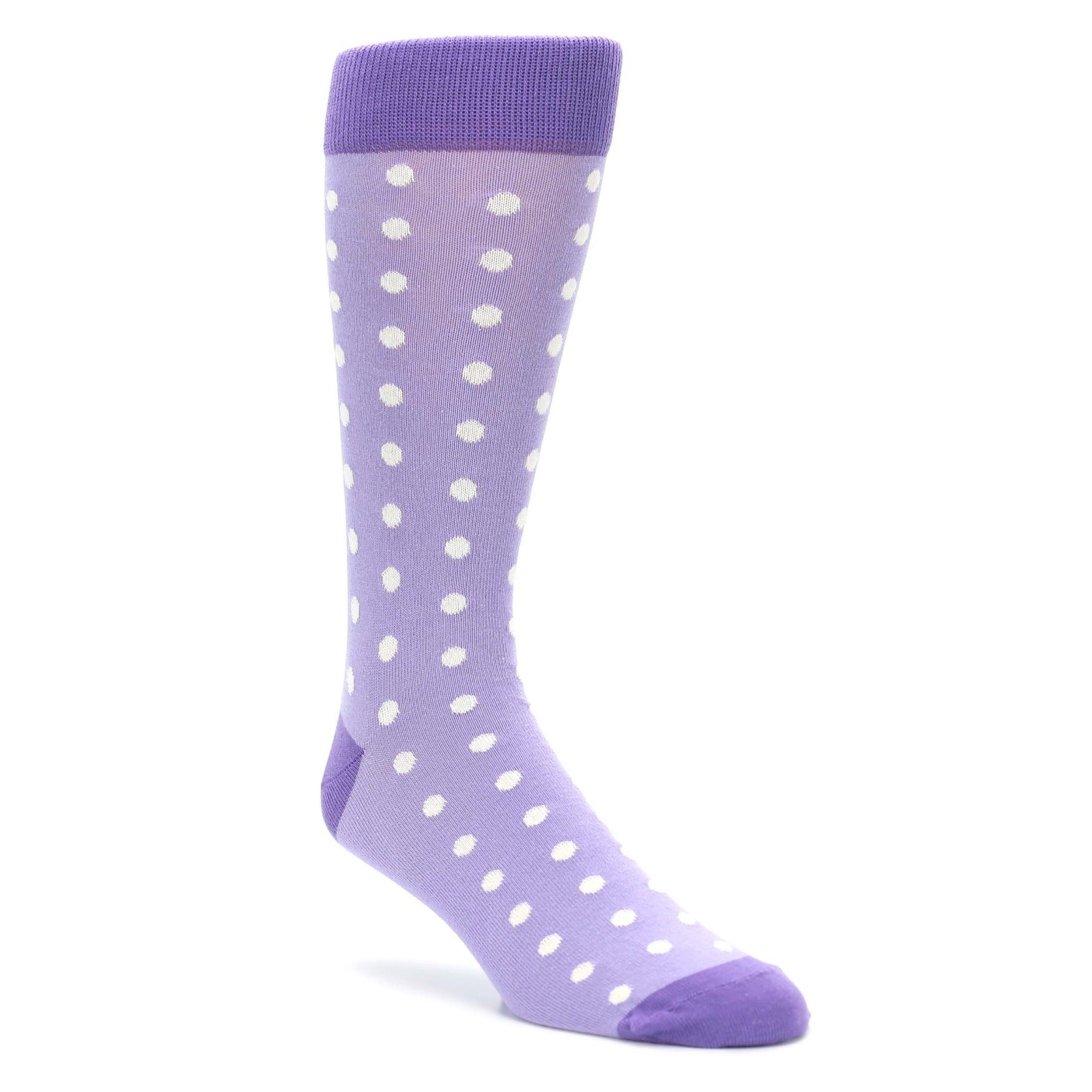 Lilac Iris Purple Polka Dot Groomsmen Wedding Men’s Dress Socks U.S. Men's Shoe Sizes 13-16