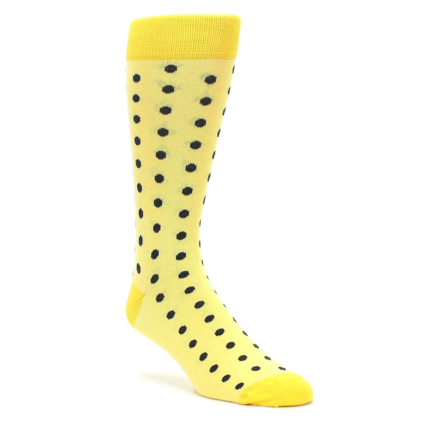 Yellow Gray Polka Dot Groomsmen Wedding Men’s Dress Socks