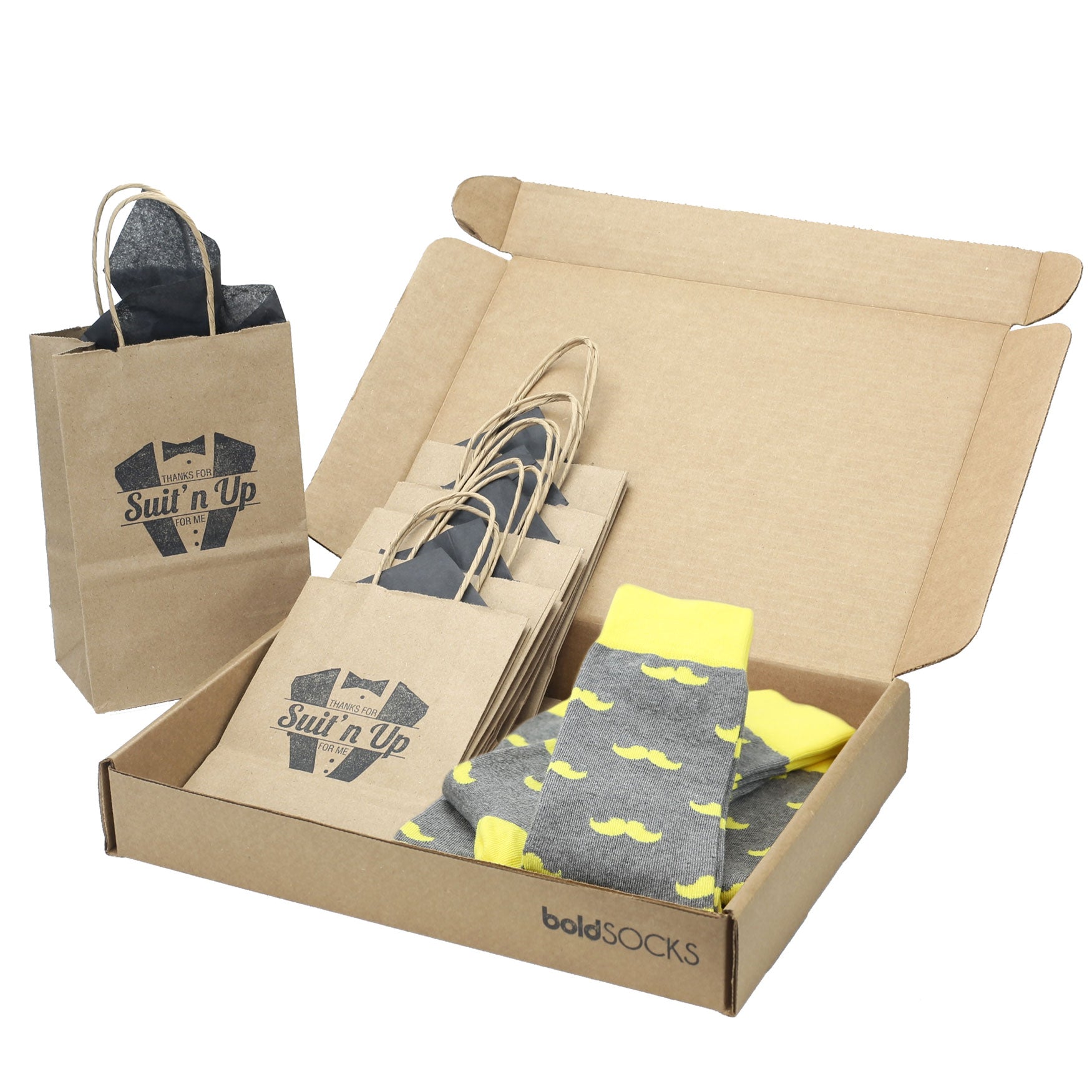 Lemon Gray Mustache Men’s Dress Socks Statement Sockwear