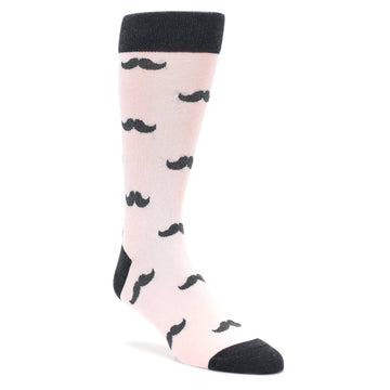 Petal Pink Gray Mustache Groomsmen Wedding Men’s Dress Socks