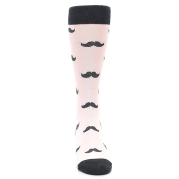 Petal Pink Gray Mustache Groomsmen Wedding Men’s Dress Socks