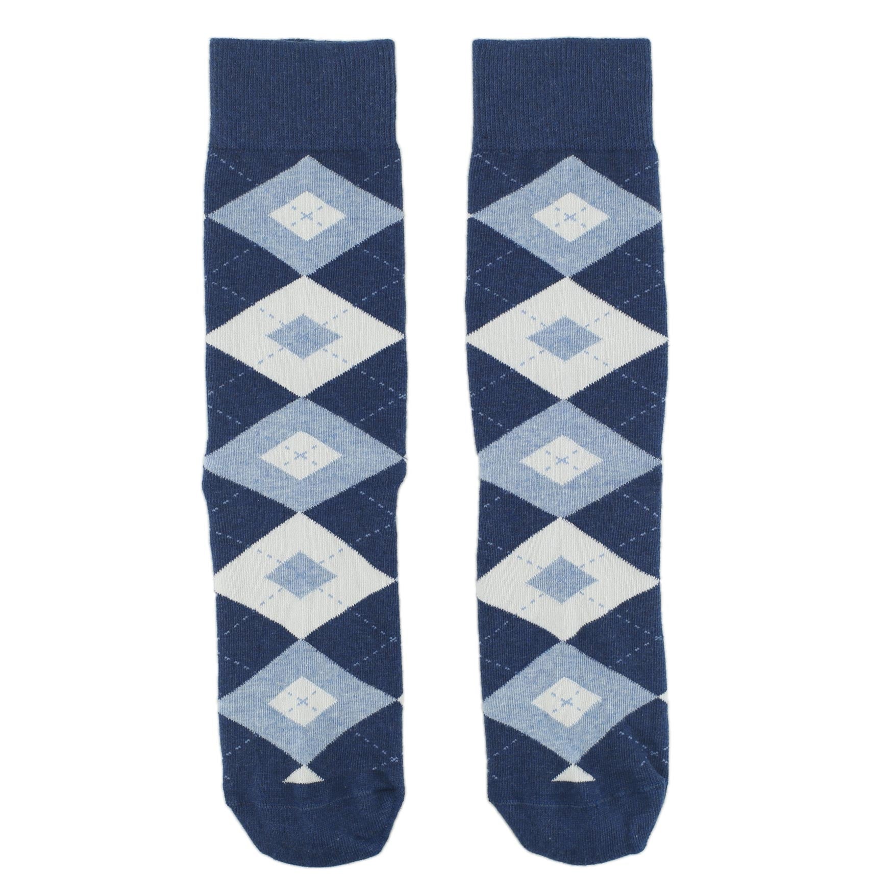 Heathered-Navy-Argyle-Mens-Dress-Socks-Statement-Sockwear-overhead