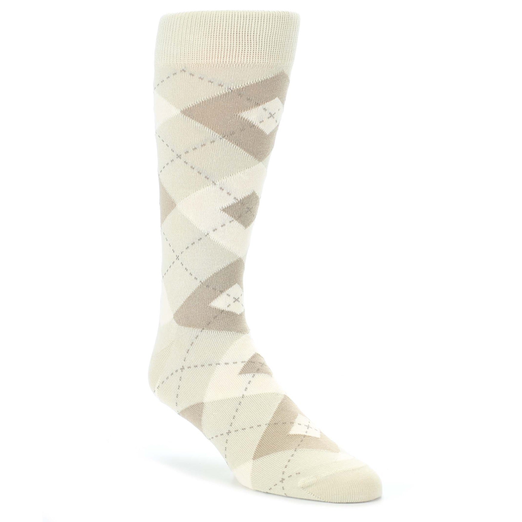 Champagne Argyle Wedding Groomsmen Men's Dress Socks U.S. Men's Shoe Sizes 13-16