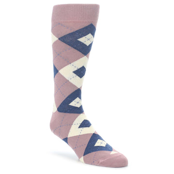 Desert Rose Navy Argyle Wedding Groomsmen Men's Dress Socks