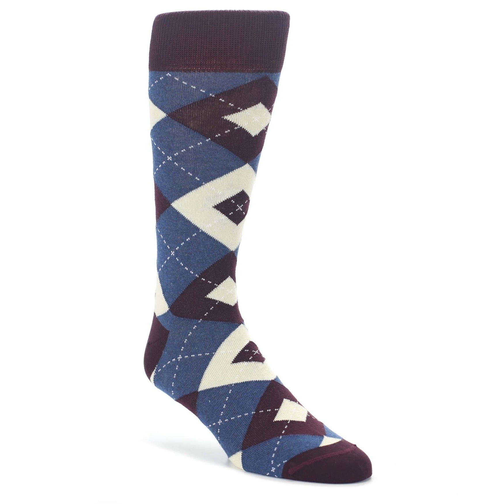 Bordeaux-Champagne-Navy-Argyle-Mens-Dress-Socks-Statement-Sockwear