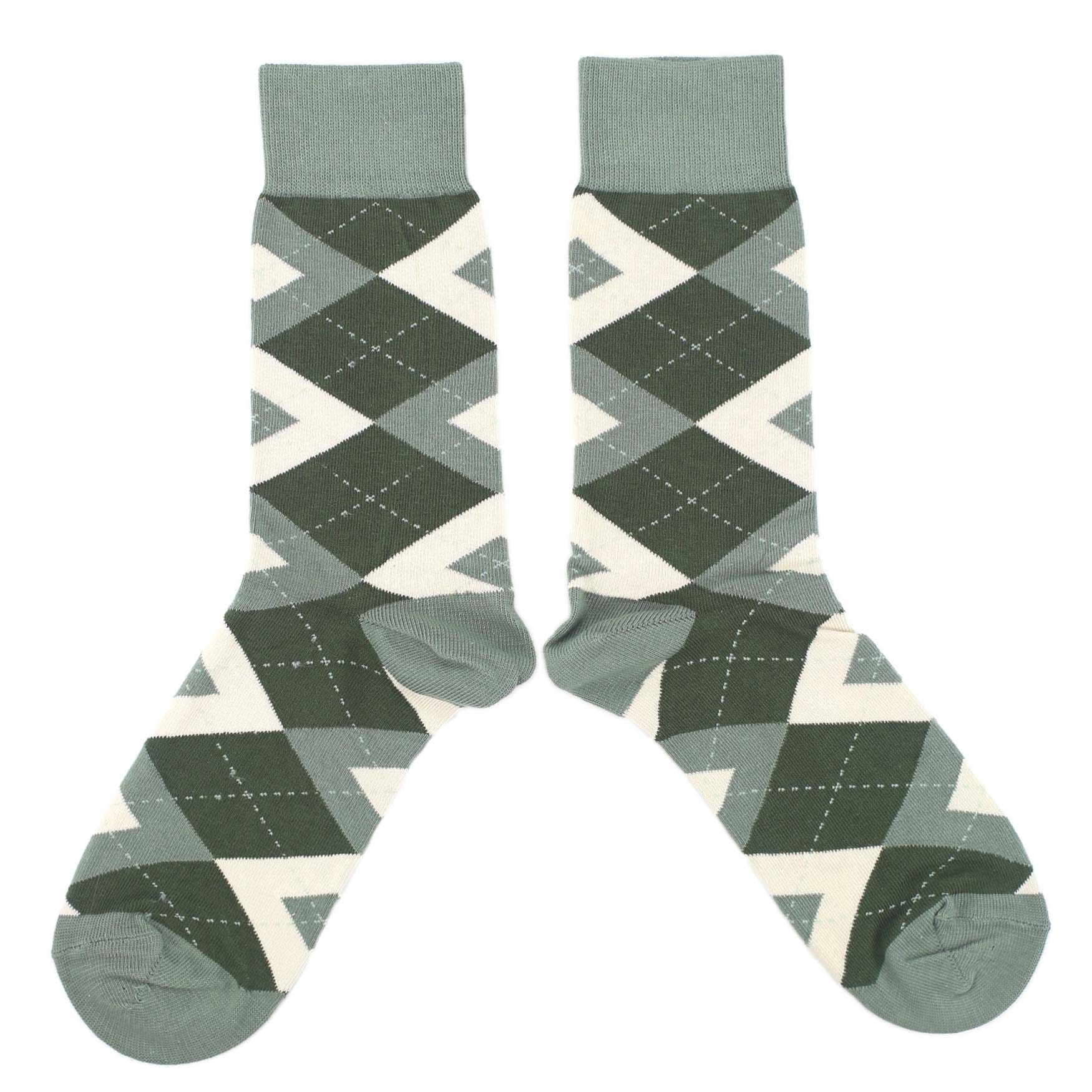 Olive-Green-Argyle-Mens-Dress-Socks-Statement-Sockwear-overhead