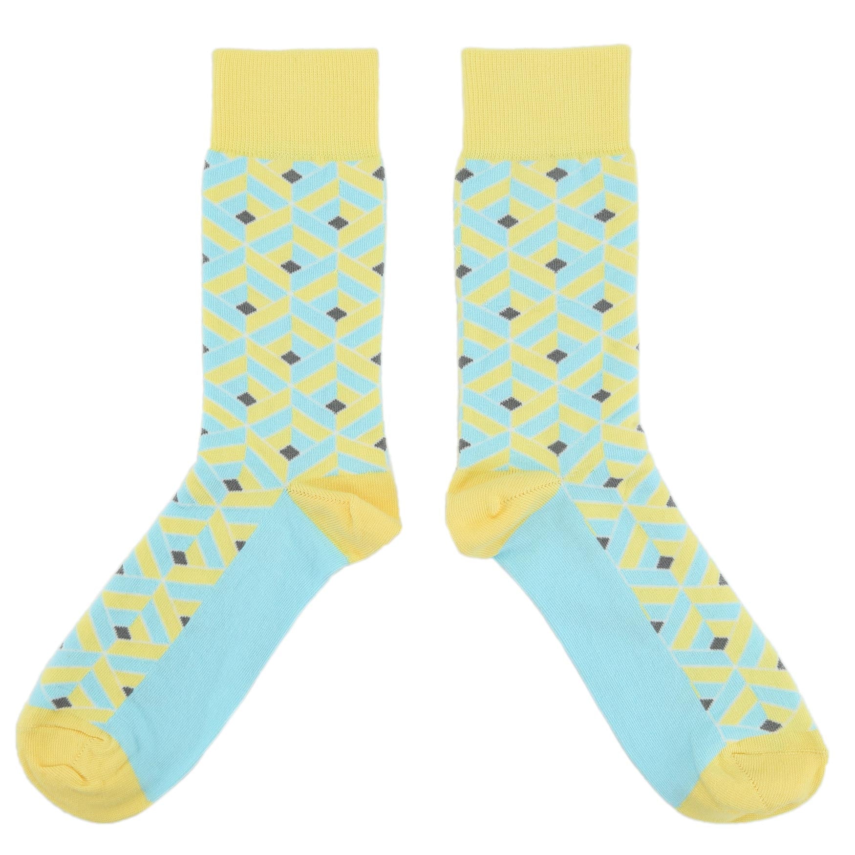 Yellow-Blue-Box-Optical-Mens-Dress-Socks-Statement-Sockwear-overhead