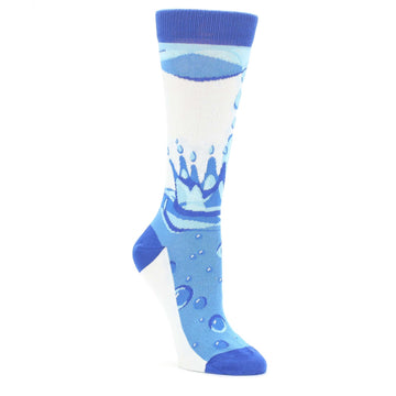 Blue-Water-Droplet-Womens-Dress-Socks-Statement-Sockwear