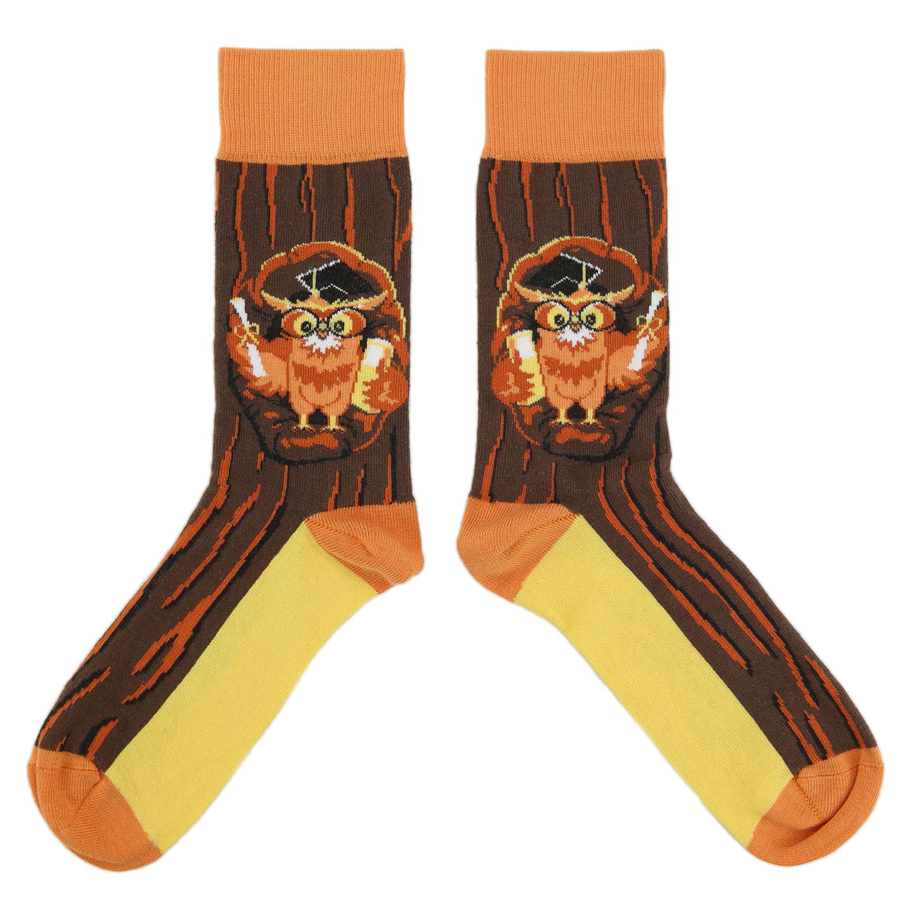 Brown-Kn-Owl-edge-Mens-Dress-Socks-Statement-Sockwear-overhead