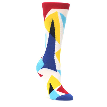 Red Yellow Blue Triangles Women's Dress Socks