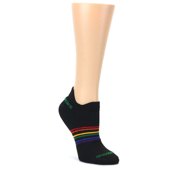 Black Multicolor Rainbow Striped Socks - Women's Ankle Socks