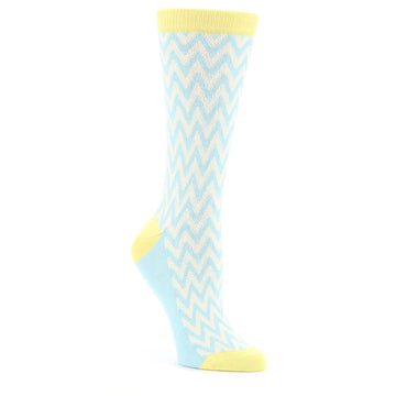 Blue-Cream-Chevron-Jacquard-Womens-Dress-Socks-Statement-Sockwear