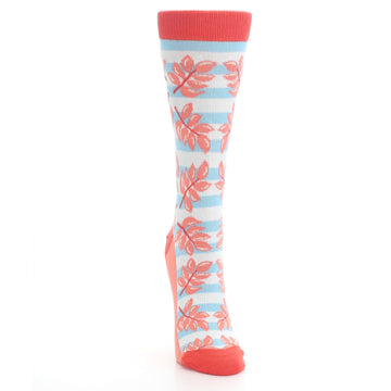 Red Coral Blue Palm Branches Women's Dress Socks