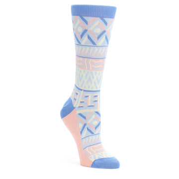 Blue Light Coral Tribal Pattern Women's Dress Socks