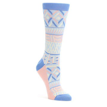 Blue Light Coral Tribal Pattern Socks - Women's Dress Socks