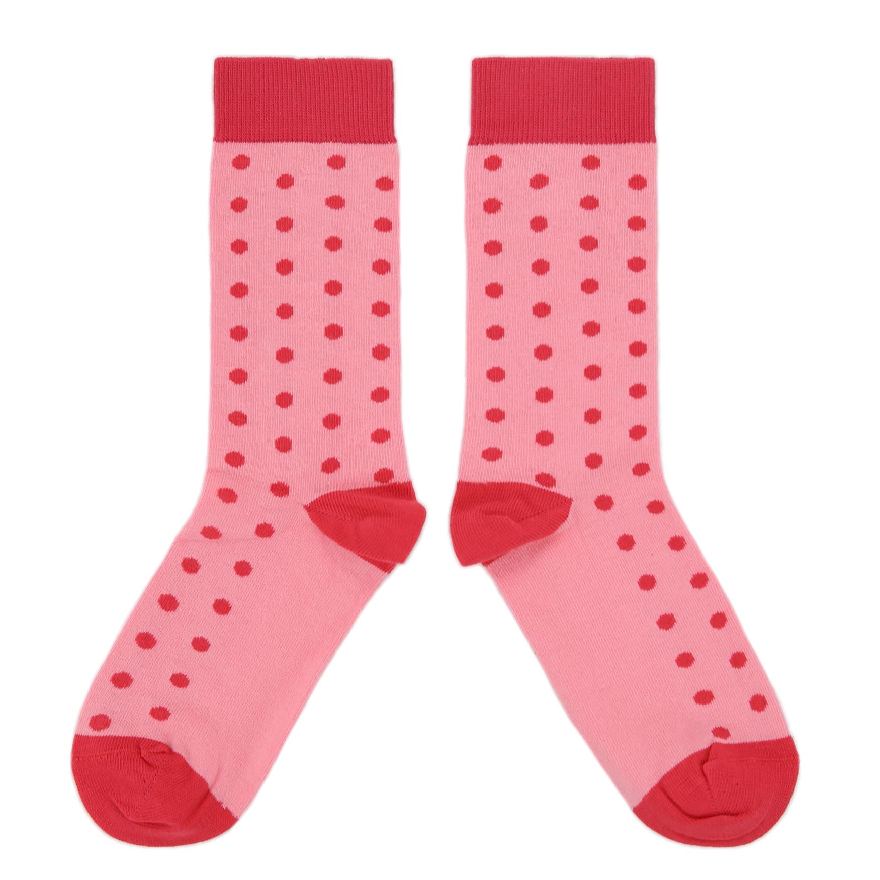 Flamingo-Guava-Polka-Dot-Womens-Dress-Socks-Statement-Sockwear-overhead