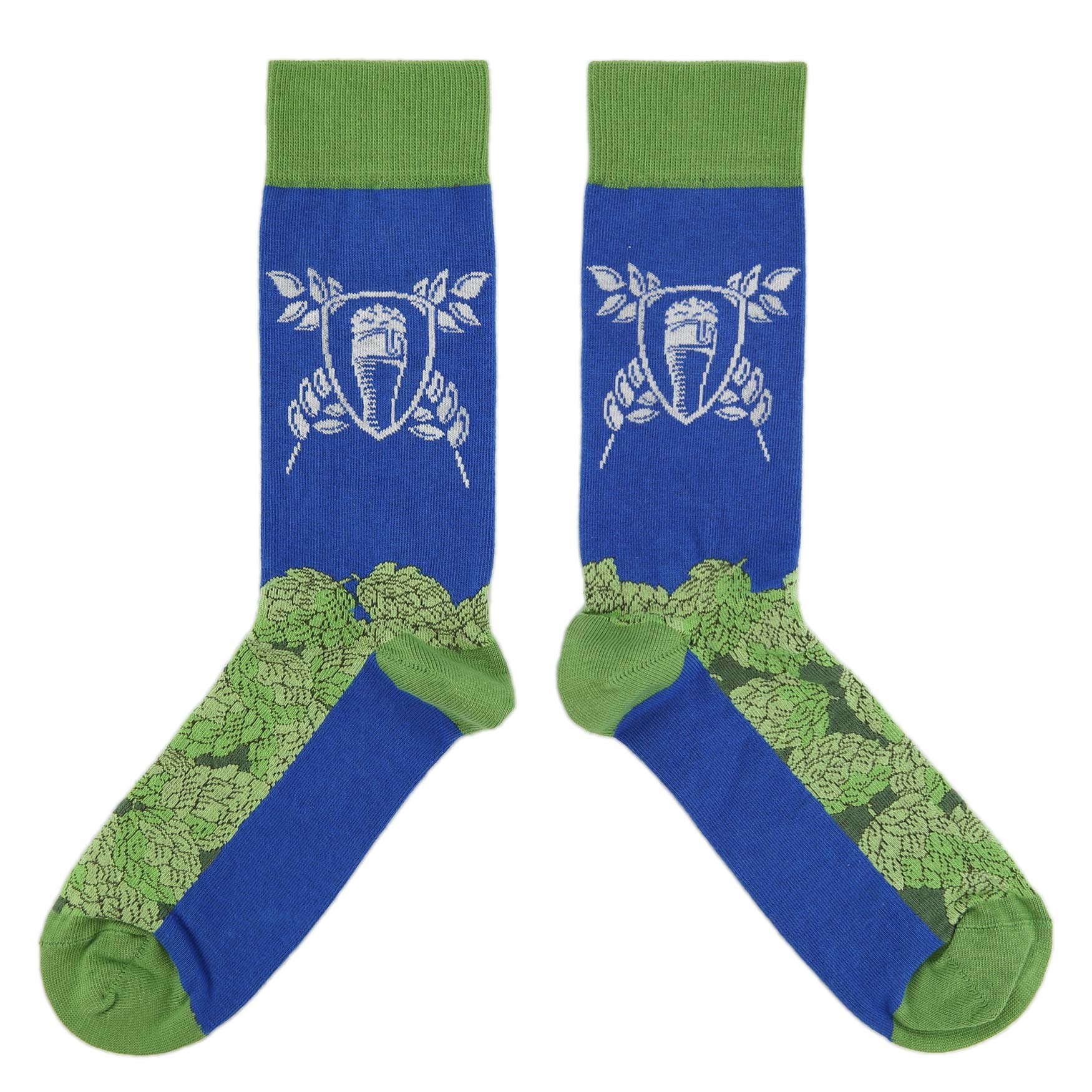 Blue-Green-Beer-Hops-Mens-Dress-Socks-Statement-Sockwear-overhead