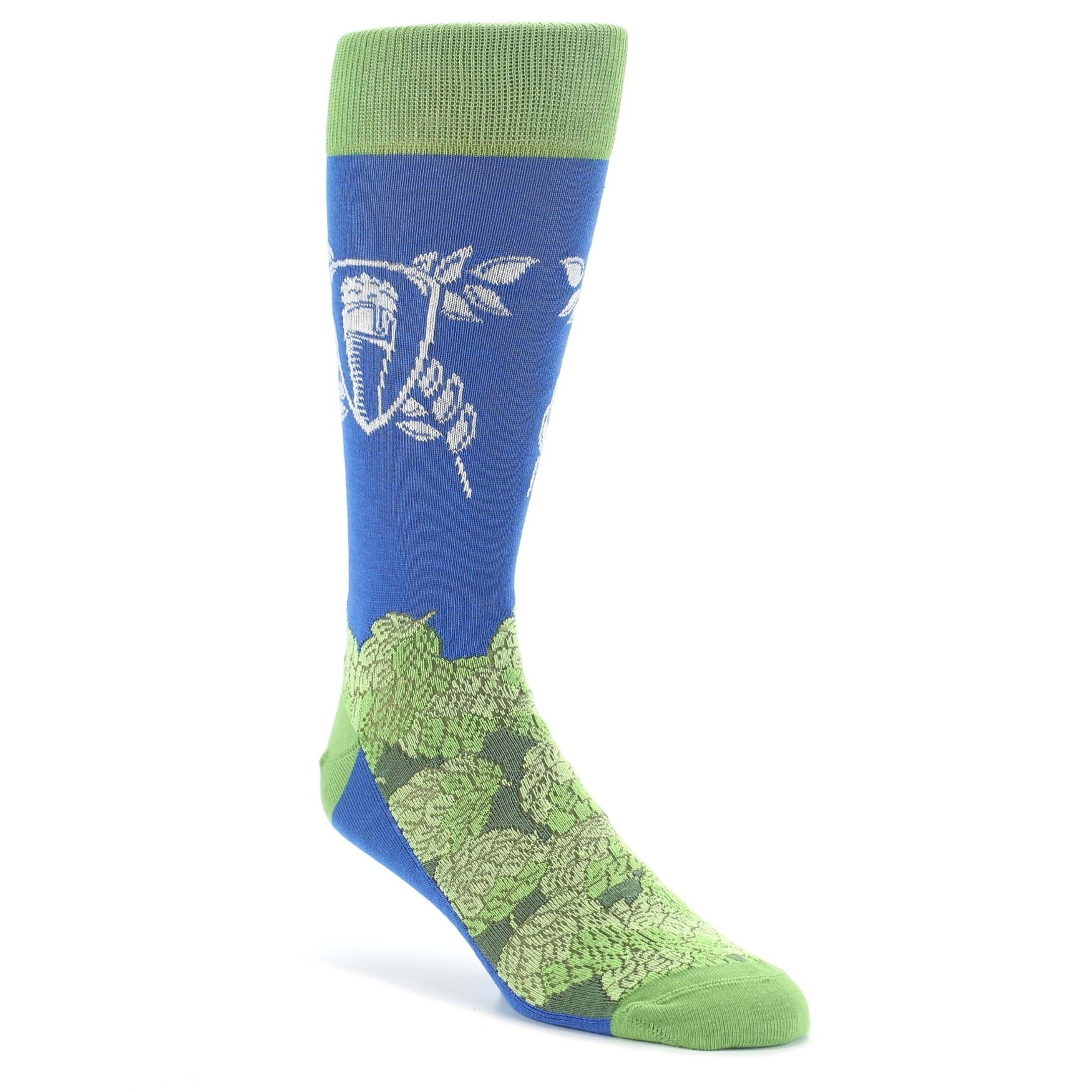 Blue-Green-Beer-Hops-Mens-Dress-Socks-Statement-Sockwear