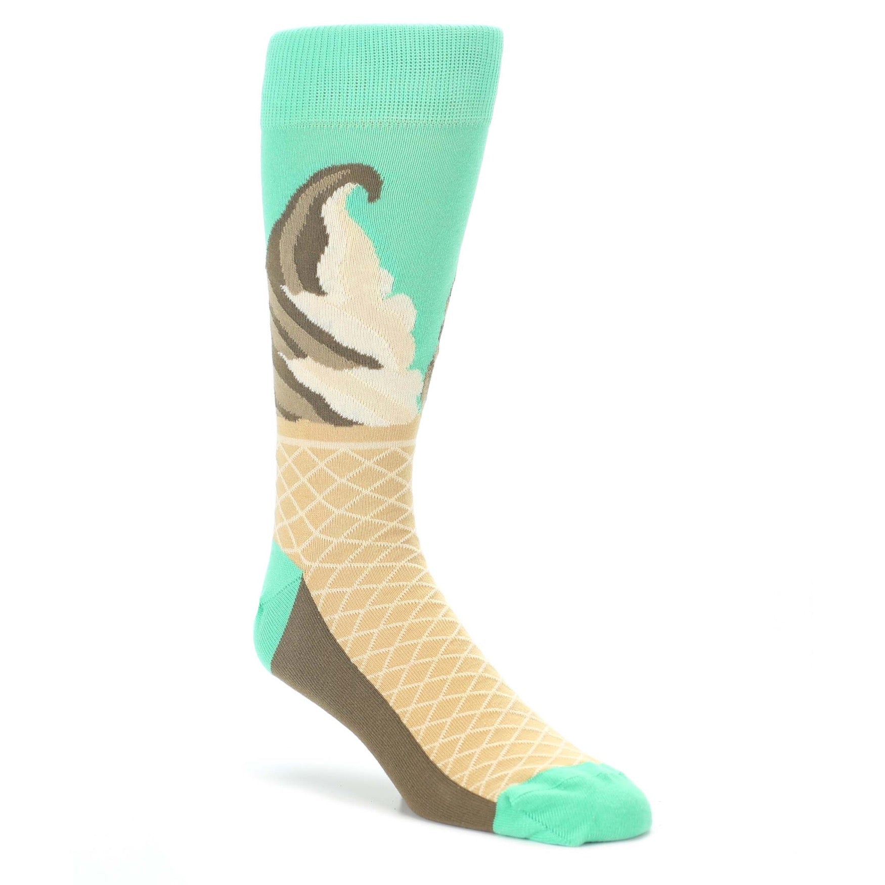 Seafoam-Green-Ice-Cream-Cone-Mens-Dress-Socks-Statement-Sockwear