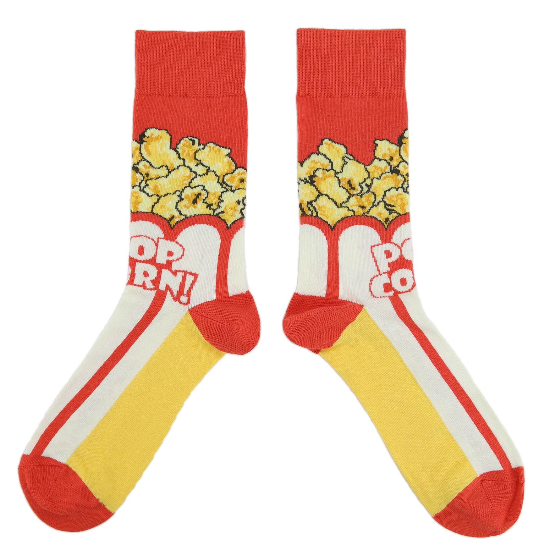 Red-White-Pop-Corn-Mens-Dress-Socks-Statement-Sockwear-overhead