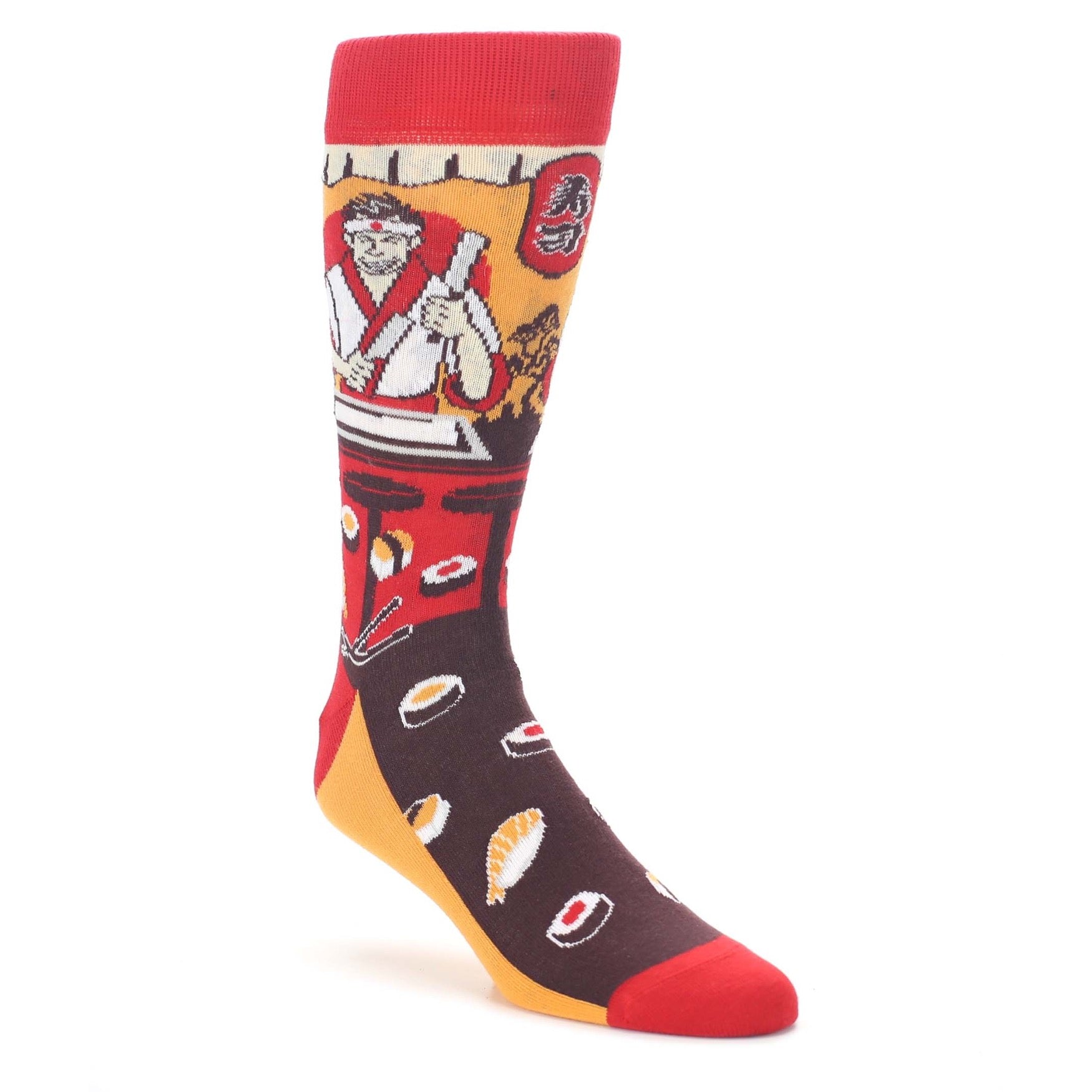 Red-Sushi-Chef-Mens-Dress-Socks-Statement-Sockwear