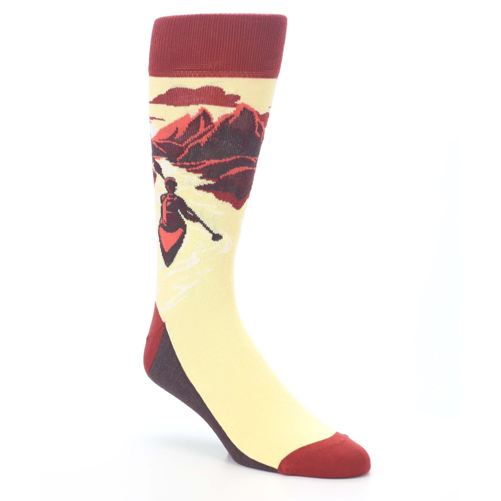 Red-Kayaking-Adventure-Mens-Dress-Socks-Statement-Sockwear