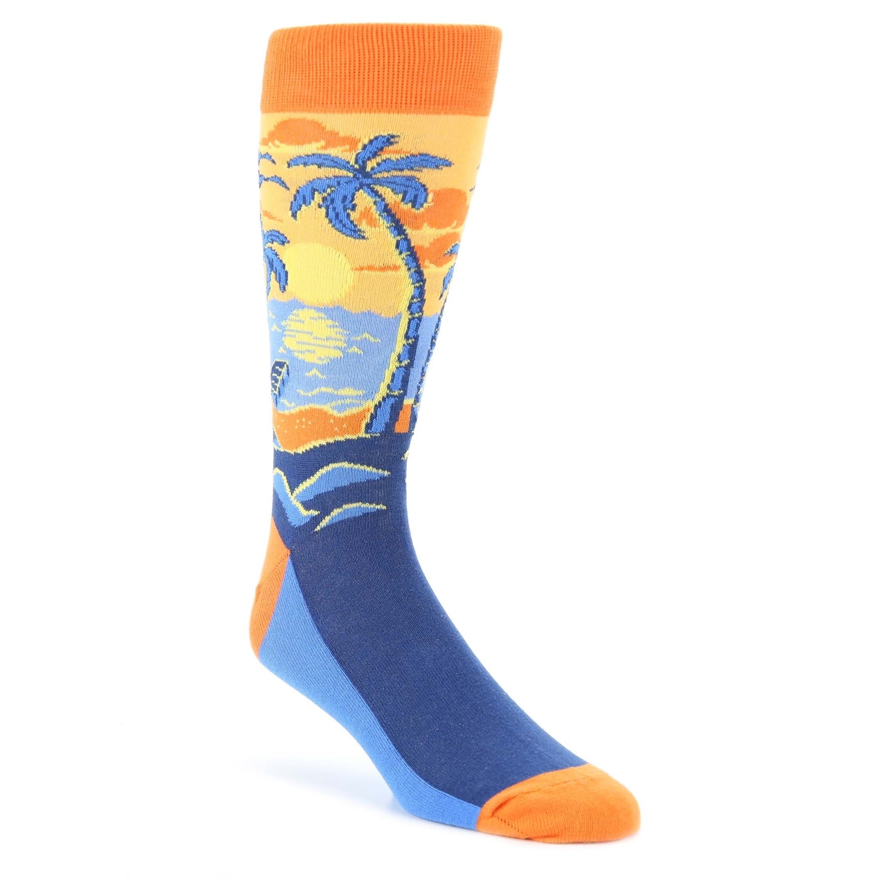 Orange-Sunset-Palm-Trees-Mens-Dress-Socks-Statement-Sockwear