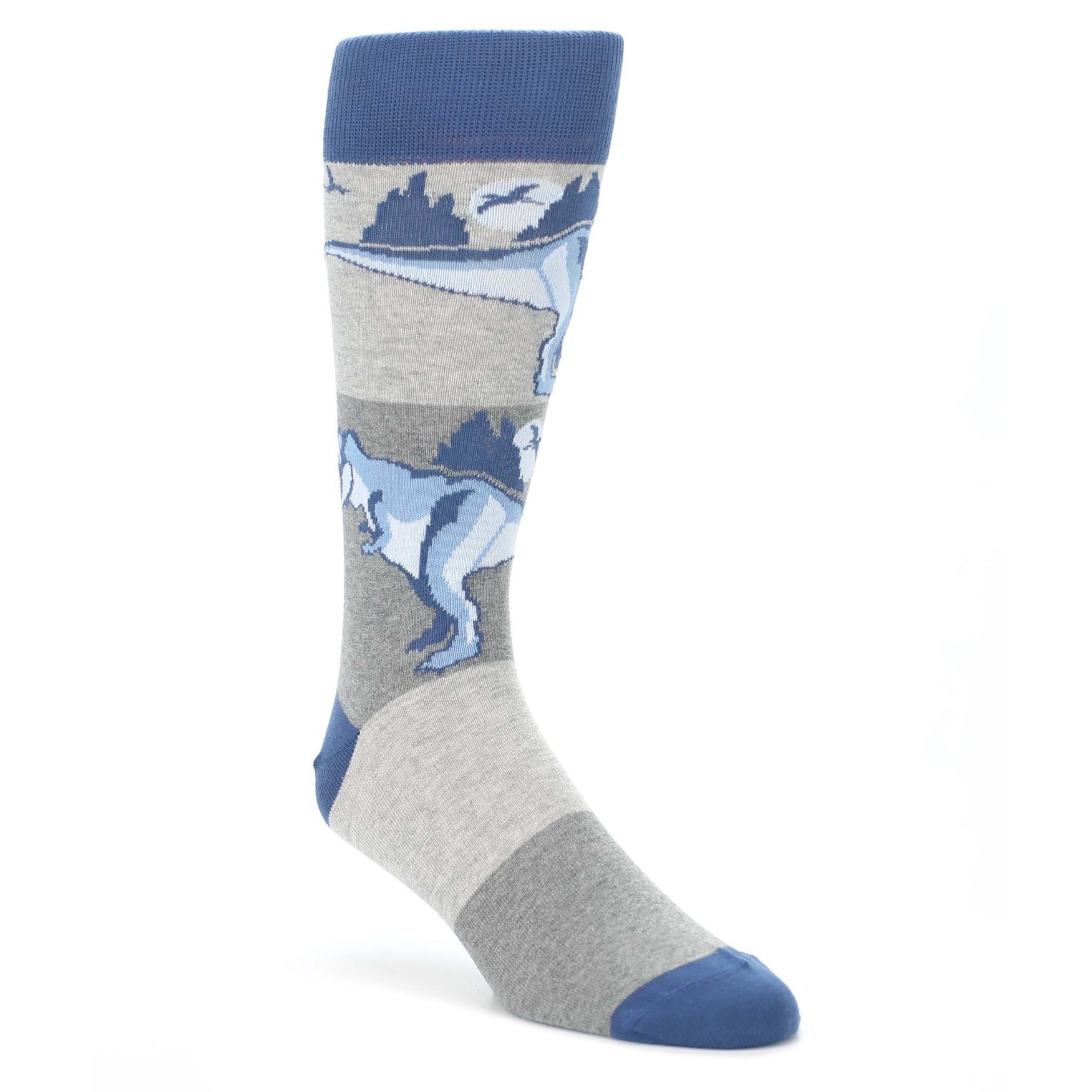 Blue-Gray-Dinosaurs-Mens-Dress-Socks-Statement-Sockwear