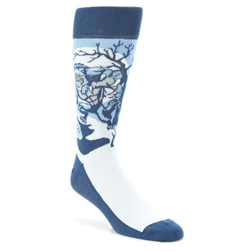 Navy-Blue-Werewolf-Mens-Dress-Socks-Statement-Sockwear