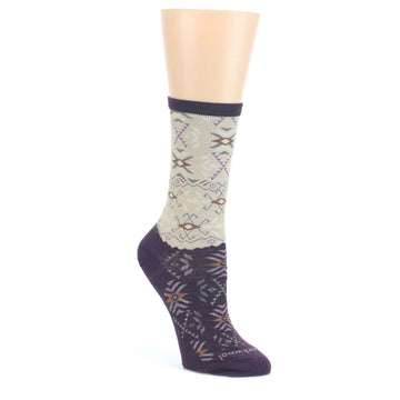 Bordeaux Beige Falling Arrow Wool Socks - Women's Casual Socks