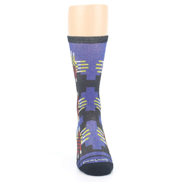 Blue Multicolor Wave Geo Print Wool Socks - Men's Casual Socks
