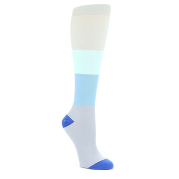 Aqua Gray Blue Compression Socks - Women's Knee High Socks