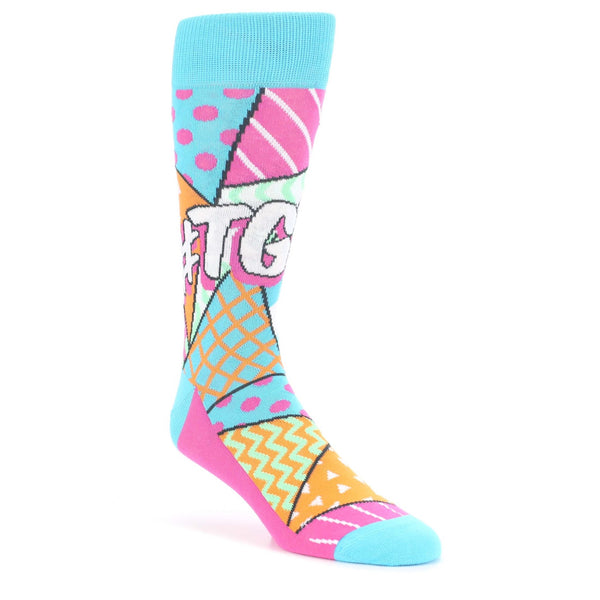 mens neon dress socks Sakusock Men's Colorful Combed Cotton Crew Socks Dress Neon Vivid Color Sport Crazy Fashion Socks 4-pack (11-14, Yellow)