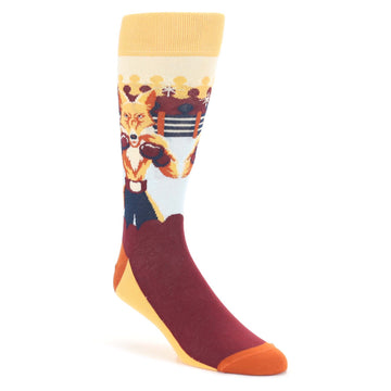 Orange Maroon Boxing Fox Men's Dress Socks