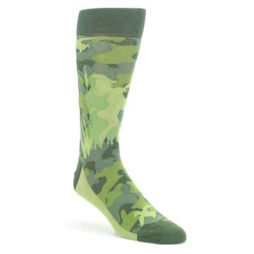 Green Camo Duck Hunting Socks - Men's Novelty Dress Socks