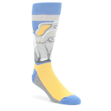 Gray Blue Elephant in the Room Socks - Men's Novelty Dress Socks