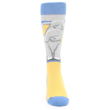 Gray Blue Elephant in the Room Socks - Men's Novelty Dress Socks